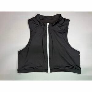 SKIMS Signature Swim Zip Front Sleeveless Bikini Top Black M